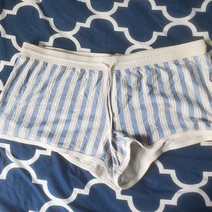 Tommy Hilfiger Women's Size XL Blue and White Striped Sleep Shorts Drawstring